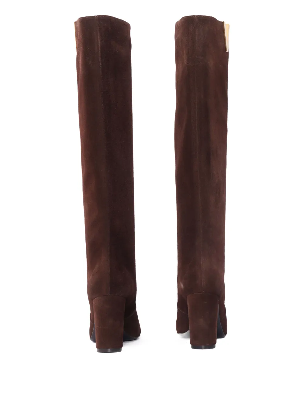 Via Roma 15 85mm V-detail block-heel boots Brown