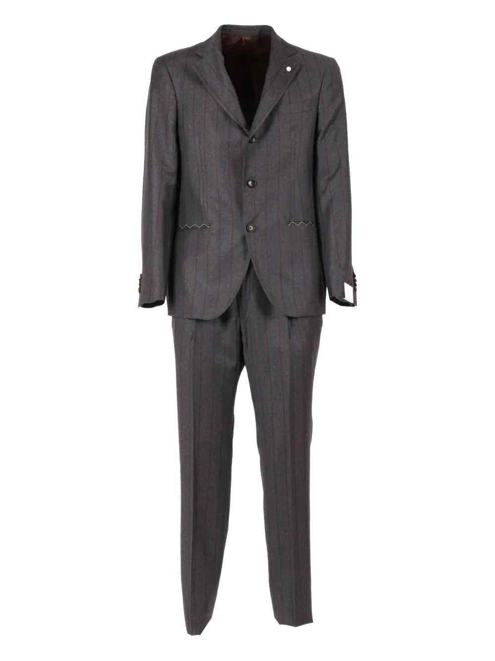 Luigi Bianchi Mantova Pinstripe Wool Suit In Black