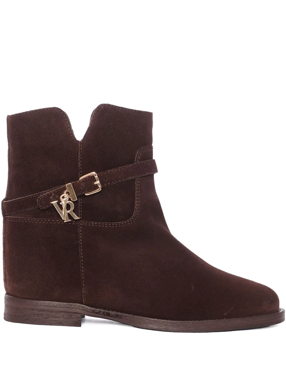 Via Roma 15 buckle-strap suede boots Brown