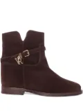 Via Roma 15 buckle-strap suede boots - Brown