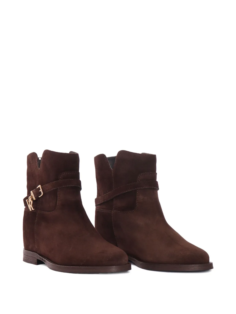 Via Roma 15 buckle-strap suede boots Brown