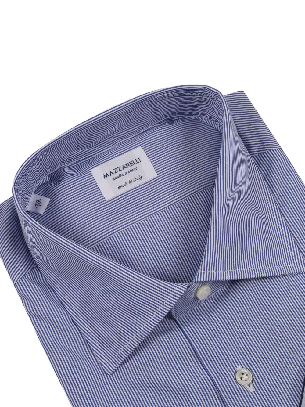 Mazzarelli Gestreept katoenen overhemd - Blauw