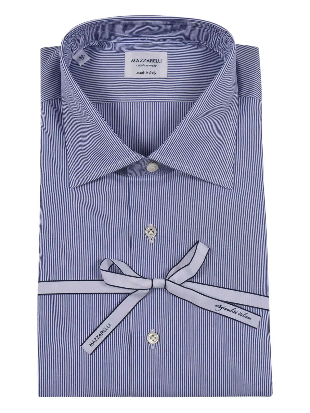 Mazzarelli striped cotton shirt | Blue | Image 1
