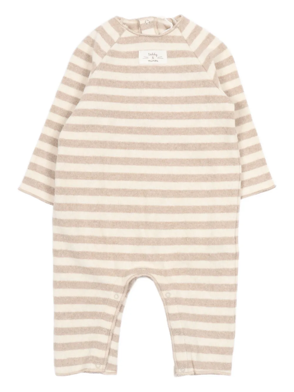TEDDY & MINOU striped long-sleeved romper - ニュートラル TEDDY & MINOU striped long-sleeved romper - ニュートラル
