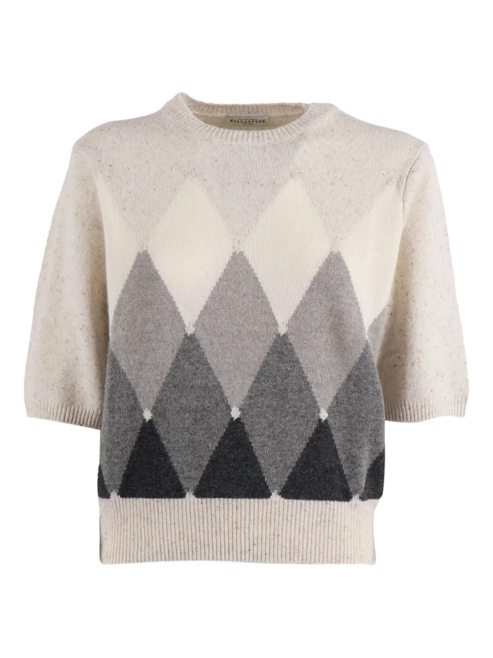 Ballantyne Diamond-pattern Wool Sweater In Neutral