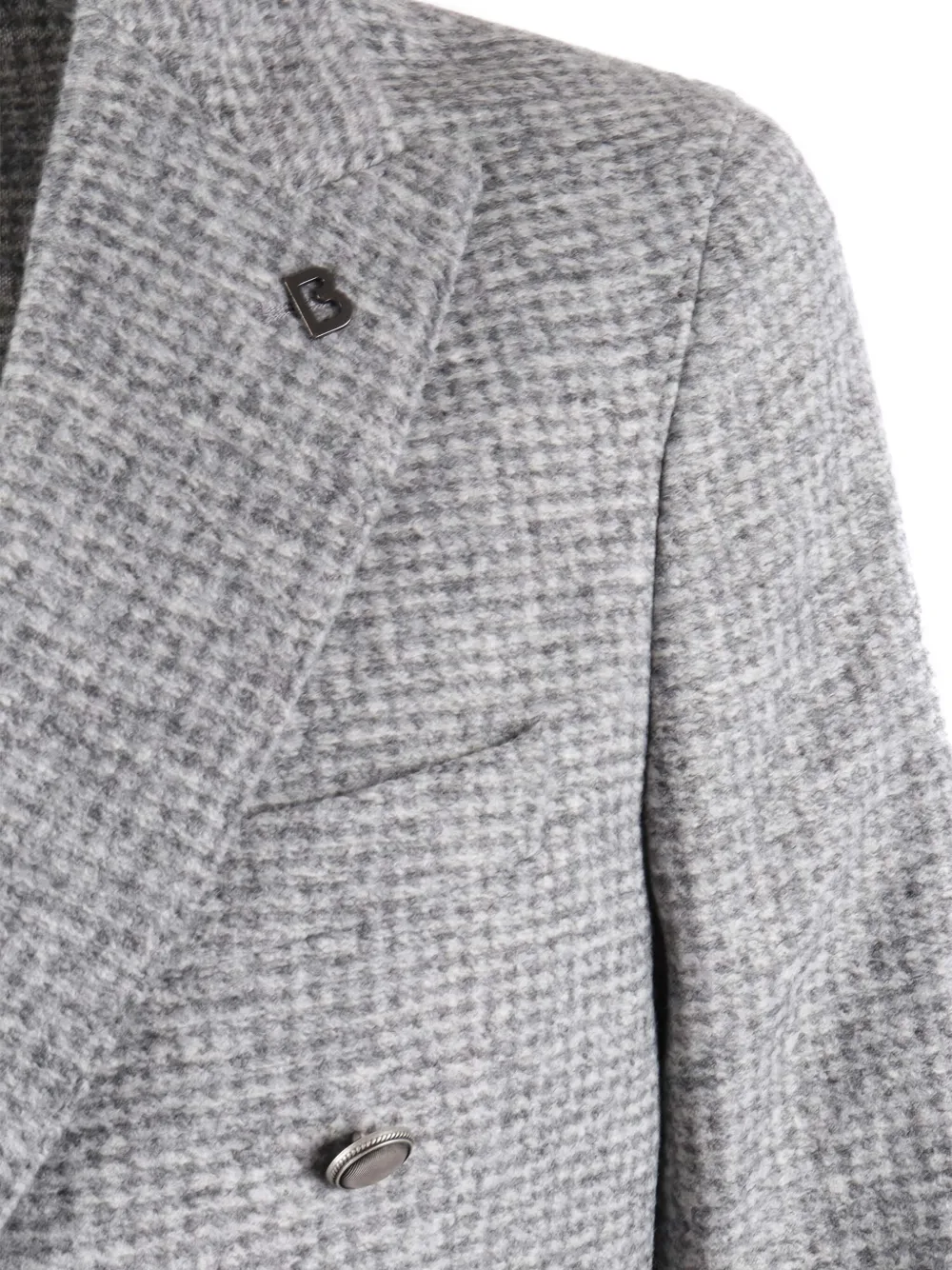 Brera Check-print Double-breasted Blazer In Gray