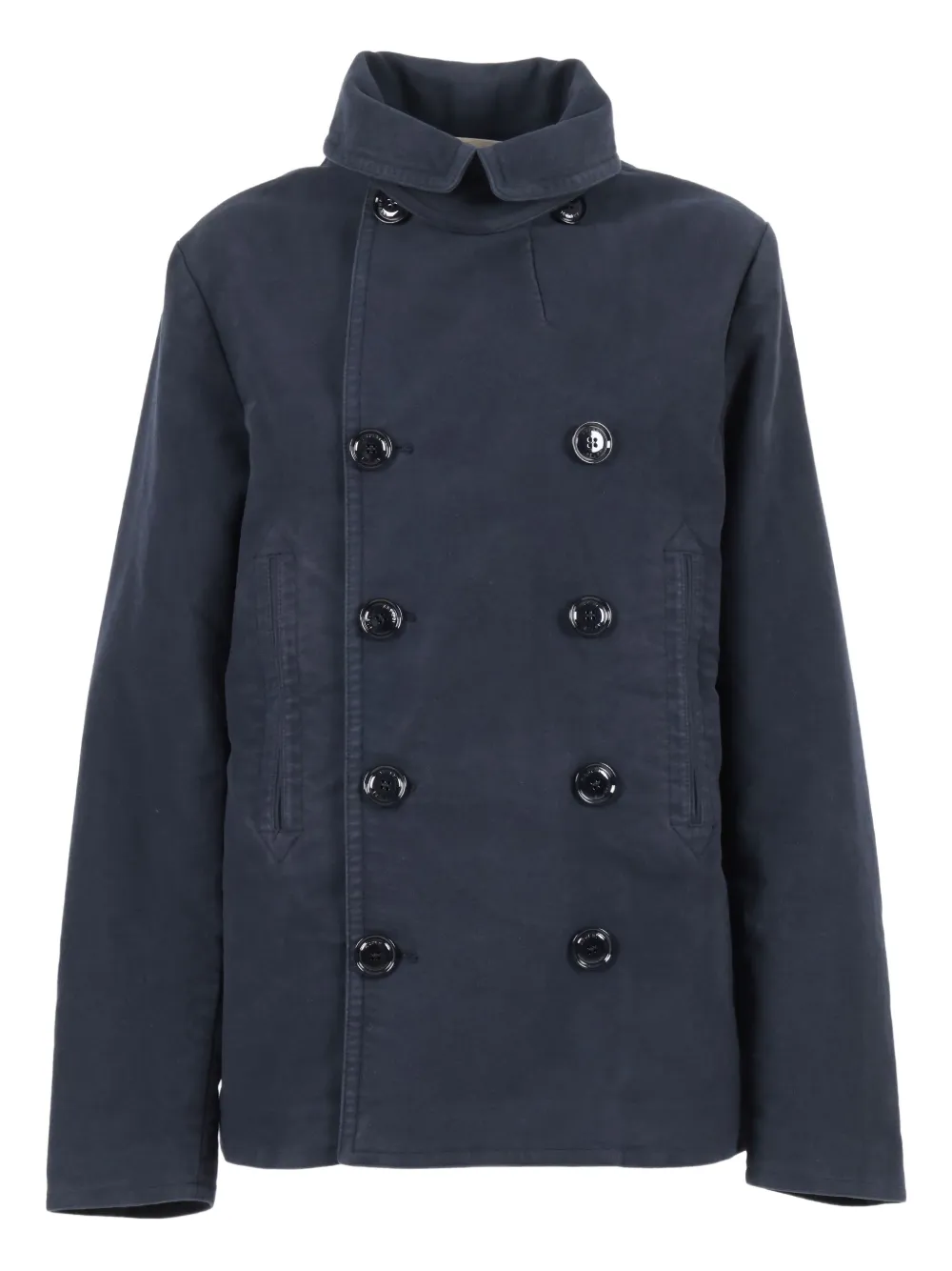Aspesi Double-breasted Blue Jacket With Wide Lapel In Blue