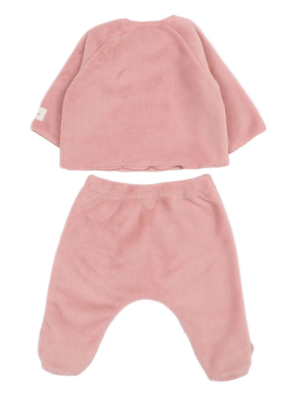 Teddy & Minou Fleece Button-fastening Two-piece Trouser Set In Pink