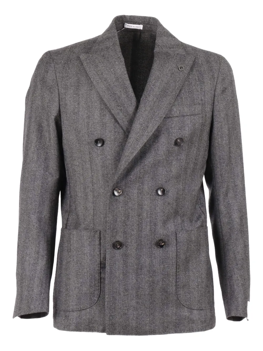 Brera Herringbone Double-breasted Blazer In Gray