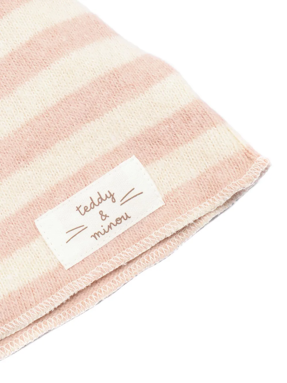 TEDDY & MINOU Geknoopte gestreepte muts Roze