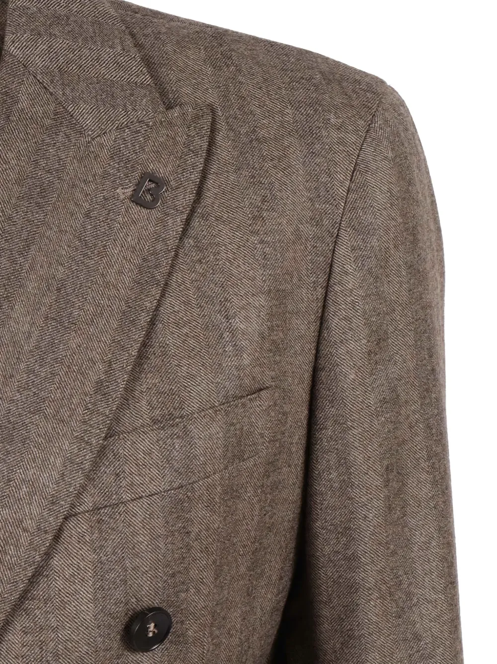  Brera Herringbone Double-breasted Blazer - Brown 