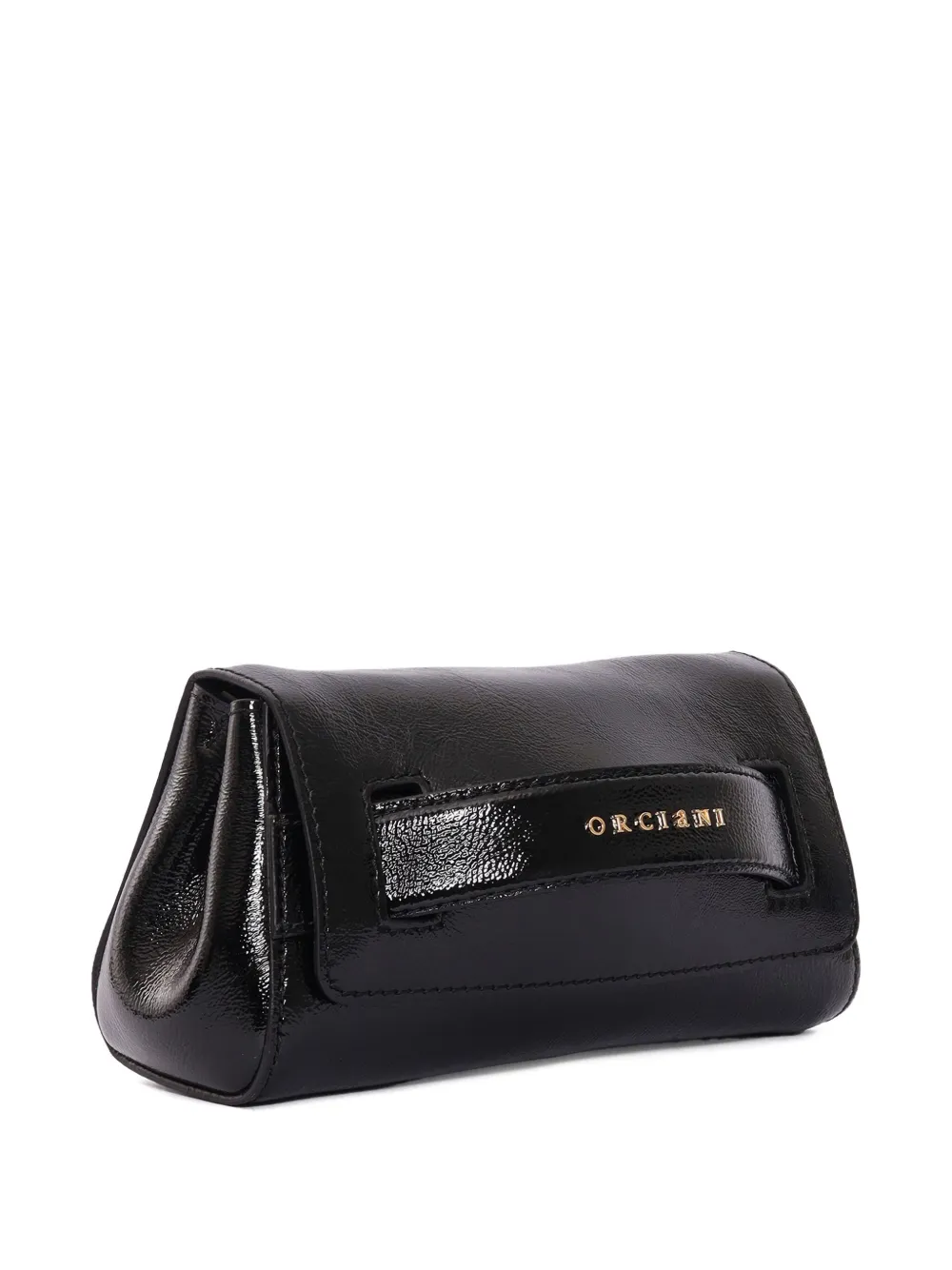Orciani Gossip Logo Leather Clutch Bag In Black