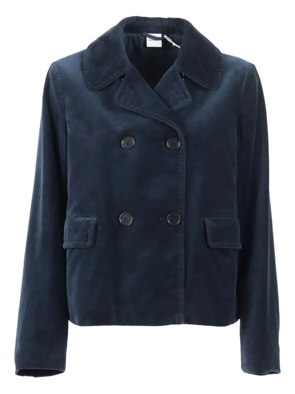ASPESI double-breasted velvet-texture jacket | Blue | Image 1