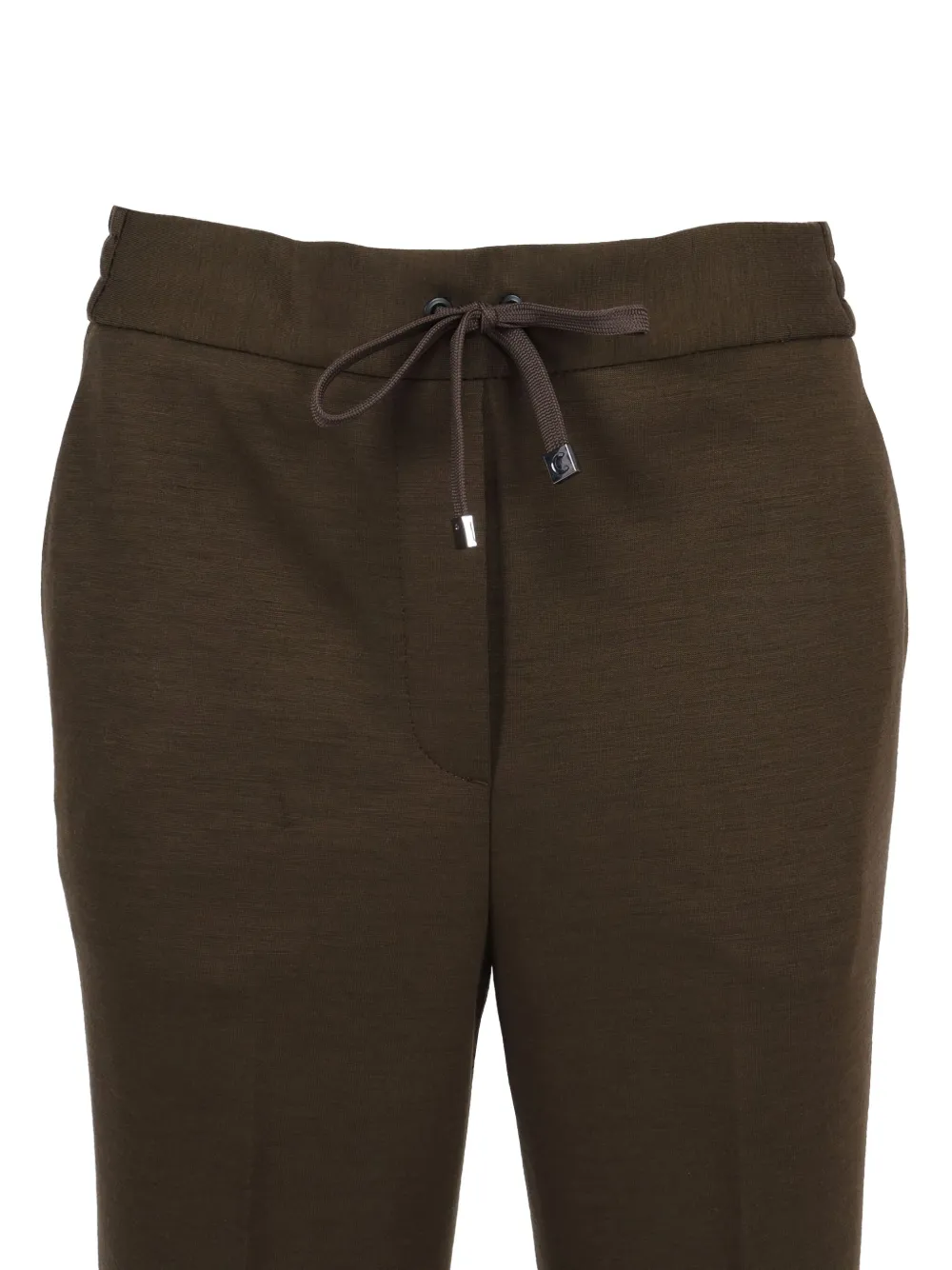Circolo 1901 Carrot-fit Cropped Pants In Virgin Wool In Brown