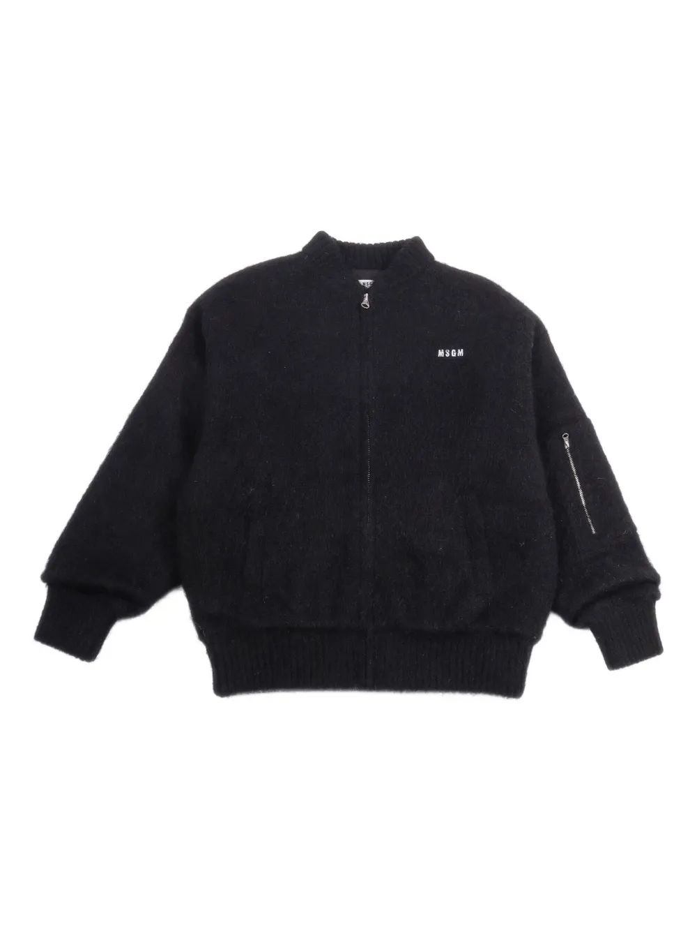 MSGM Kids logo-embroidered zip-up jacket | Black | Image 1