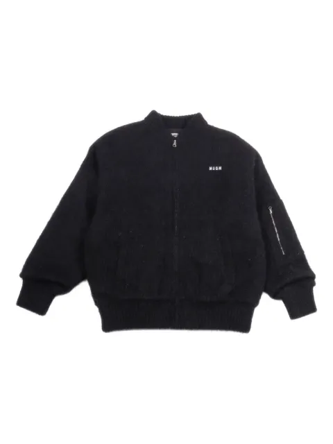 MSGM Kids logo-embroidered zip-up jacket