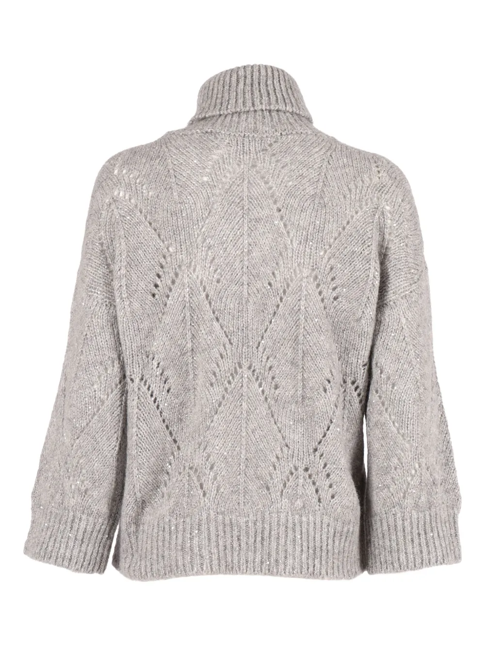 Peserico Textured Knit Sweater With Classic Round Neckline In Gray