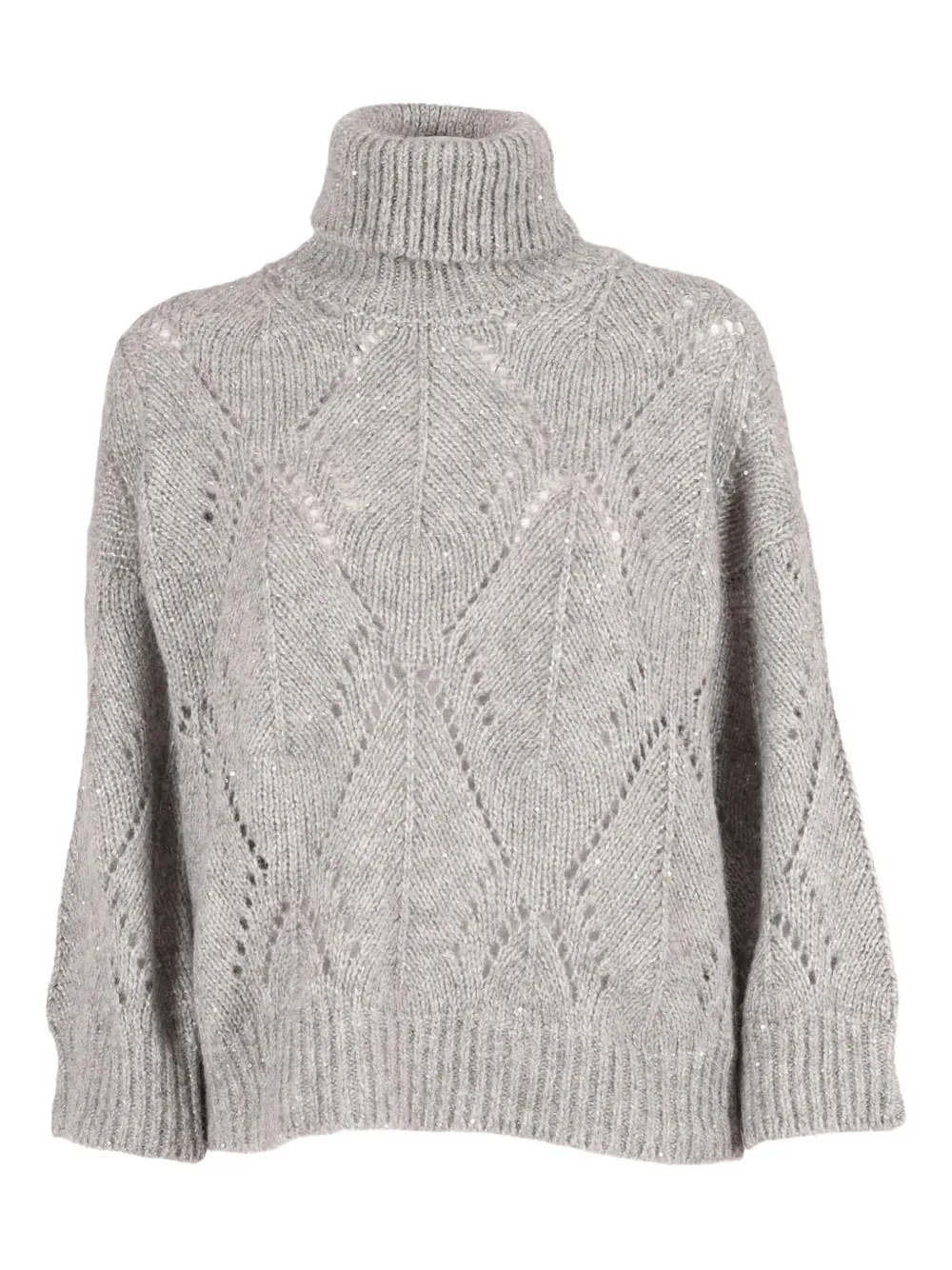 Peserico Textured Knit Sweater With Classic Round Neckline In Gray