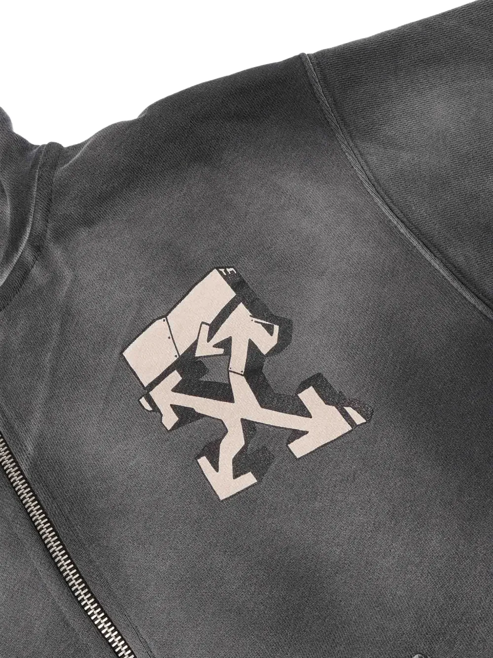 Off-White Kids Graffiti hoodie met rits Grijs