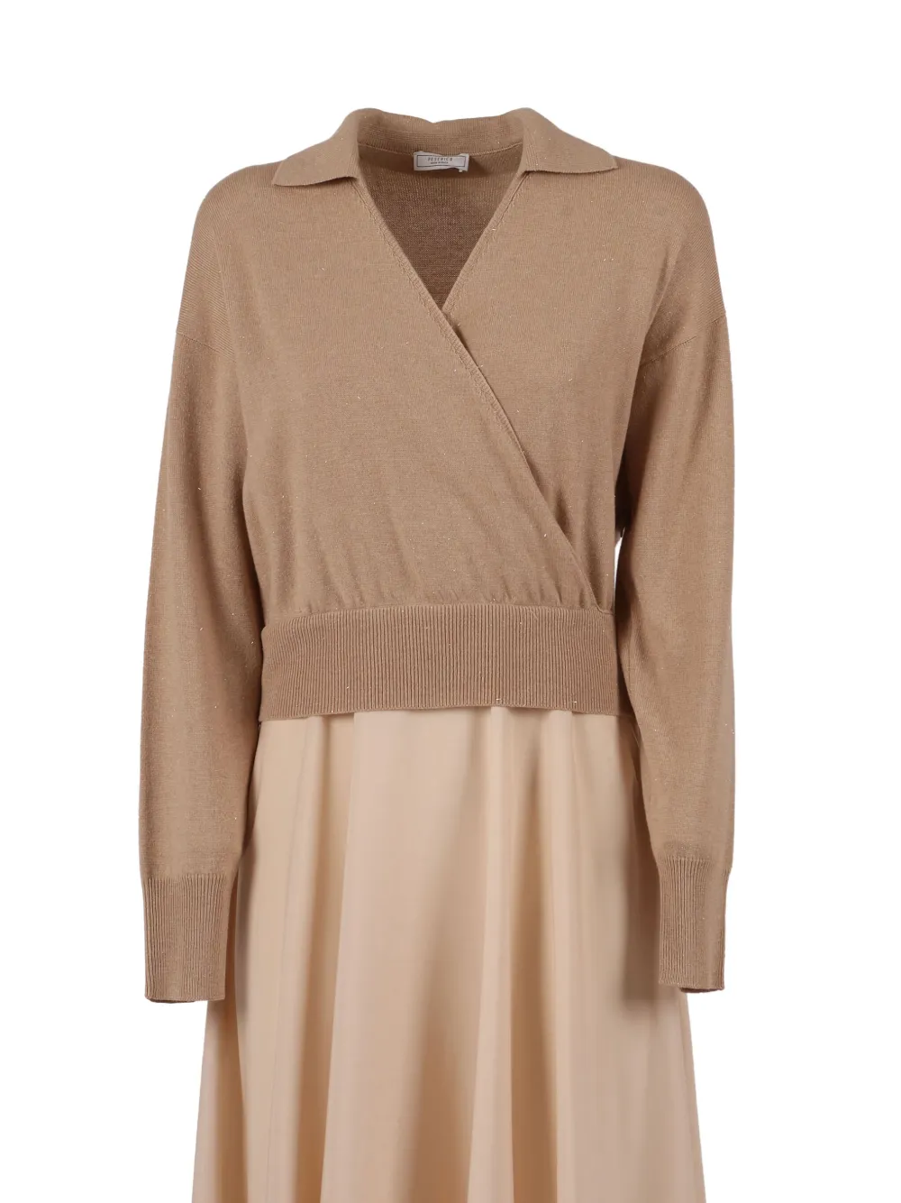 Peserico Midi-jurk met V-hals Beige