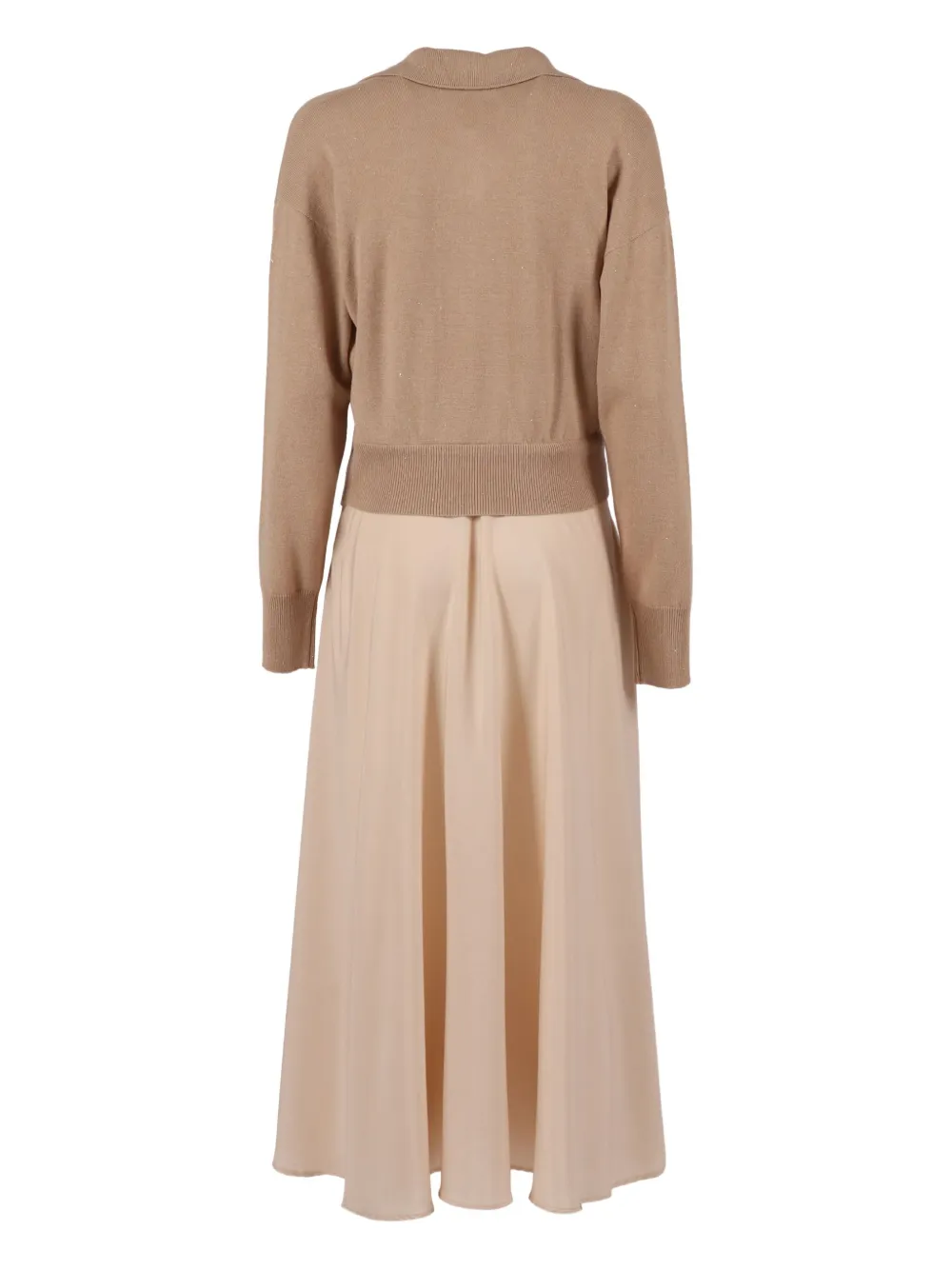 Peserico Midi-jurk met V-hals - Beige