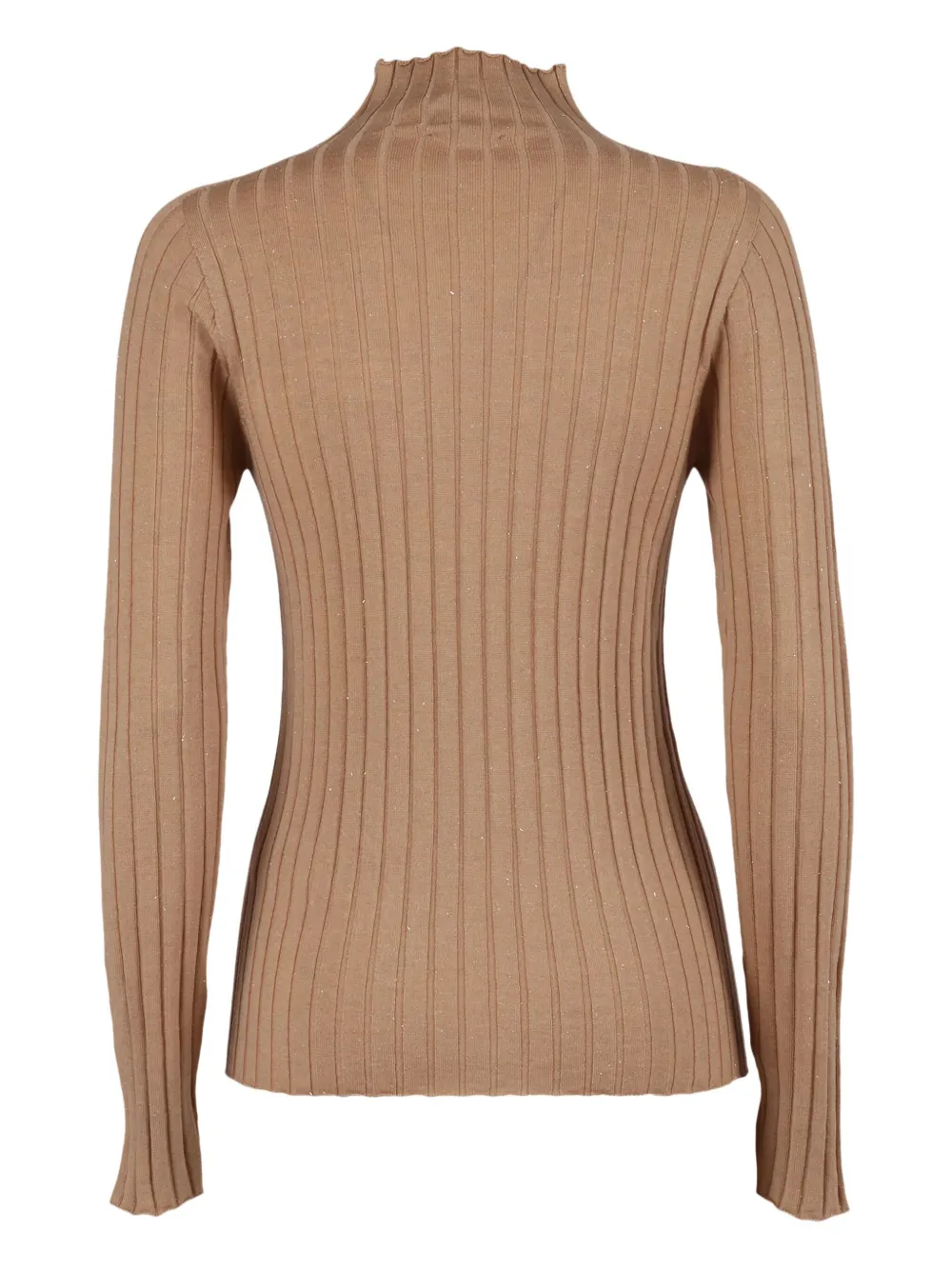 Peserico Ribbed Knit Sweater With Classic Round Neckline In Brown