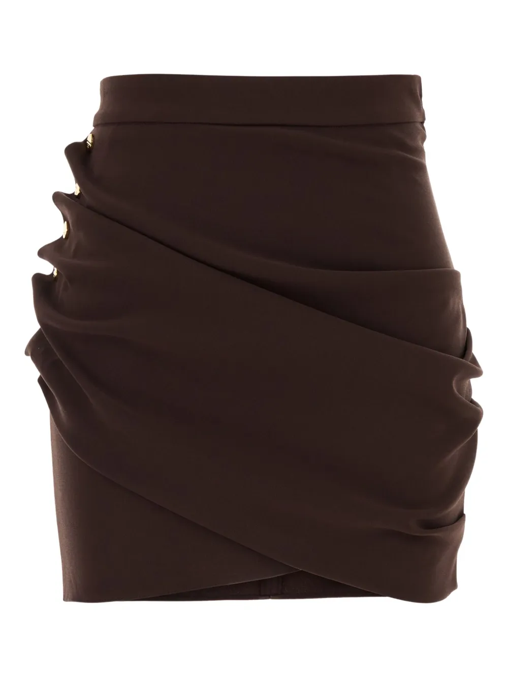 Elisabetta Franchi High-waisted Mini Skirt Featuring Button Detail In Brown