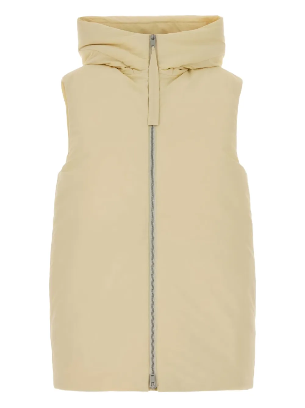Jil Sander Hooded Sleeveless Padded Down Coat In Neutral