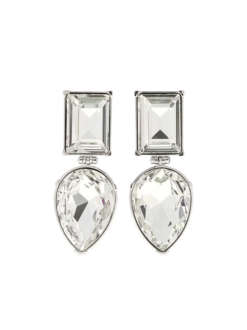 Alexander Mcqueen Geometric Crystal Stud Earrings In Silver