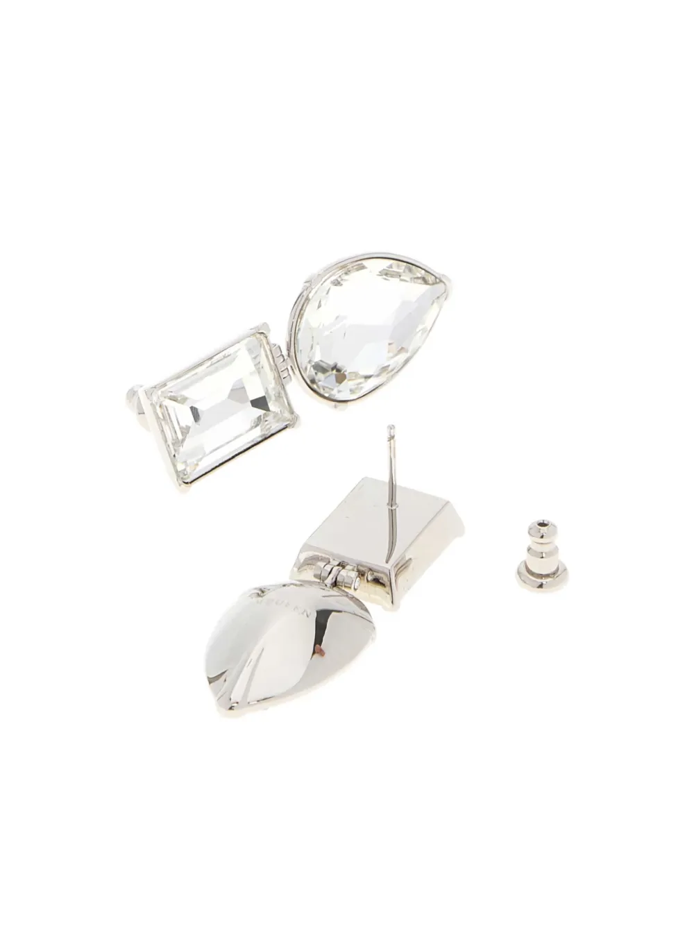Alexander Mcqueen Geometric Crystal Stud Earrings In Silver