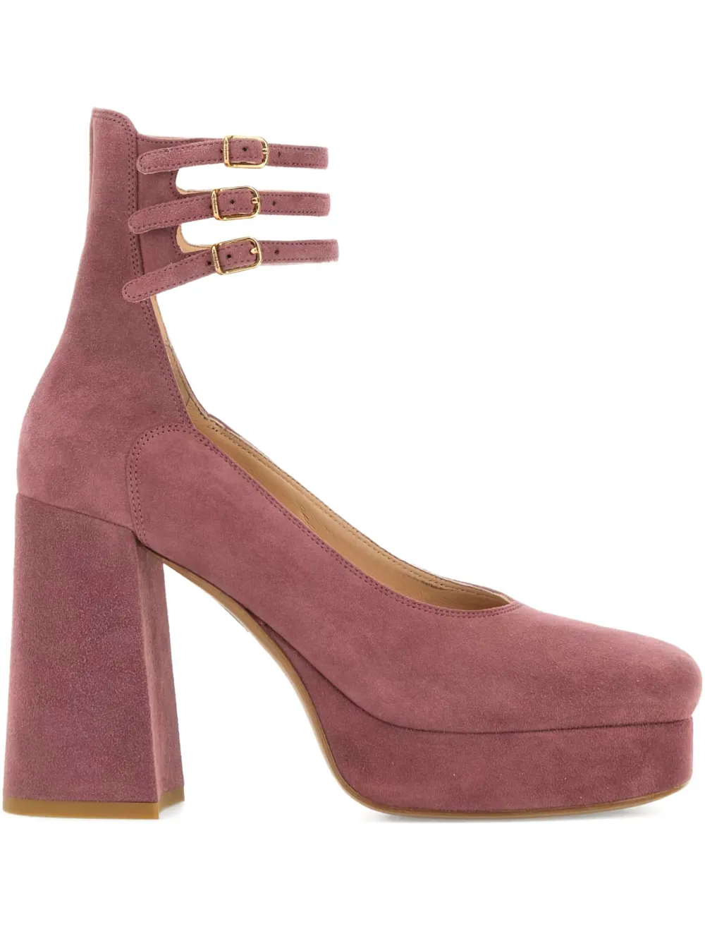Chloé 100mm triple-buckle platform pumps Roze