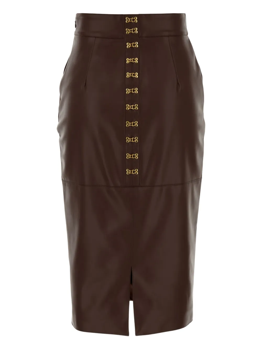 Elisabetta Franchi High-waisted Midi Skirt Front Slit In Brown