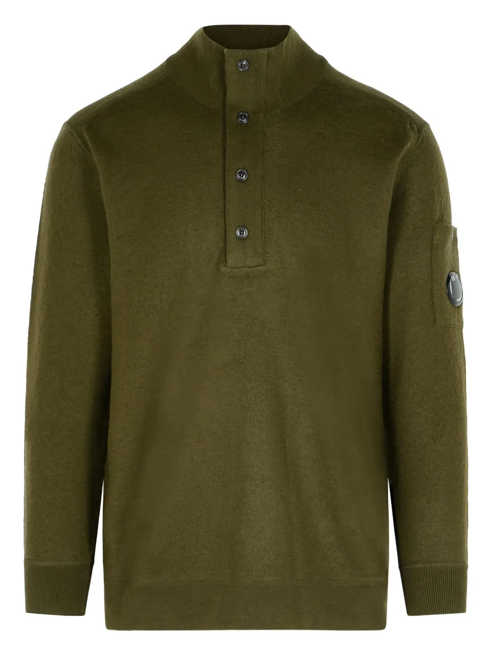 C.p. Company Wool Blend Sweater Arm Patch In Green