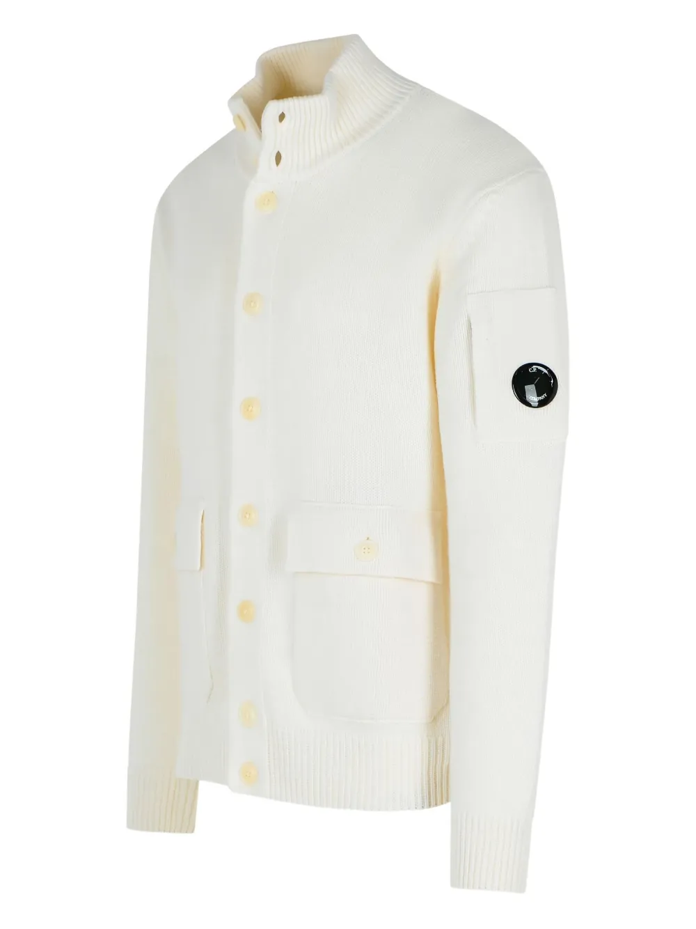 C.p. Company Wool Blend Sweater Front Pockets In White