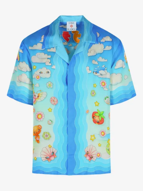 Casablanca Kawaii-motif silk shirt