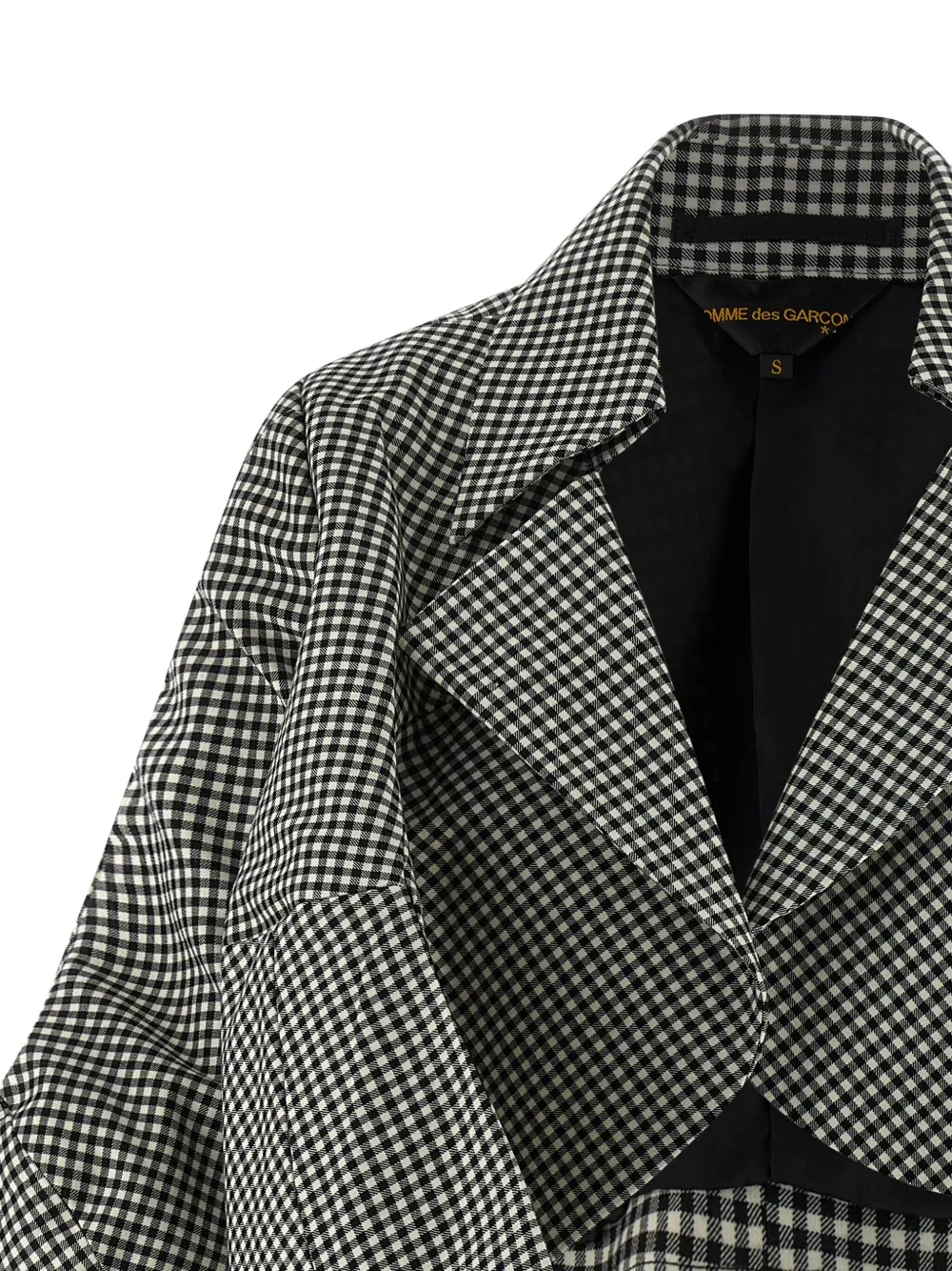 Comme Des Garçons Checkered Cropped Shrug Wide Sleeves In Black
