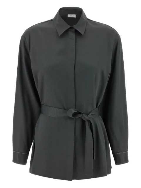 Peserico twill-weave belted shirt