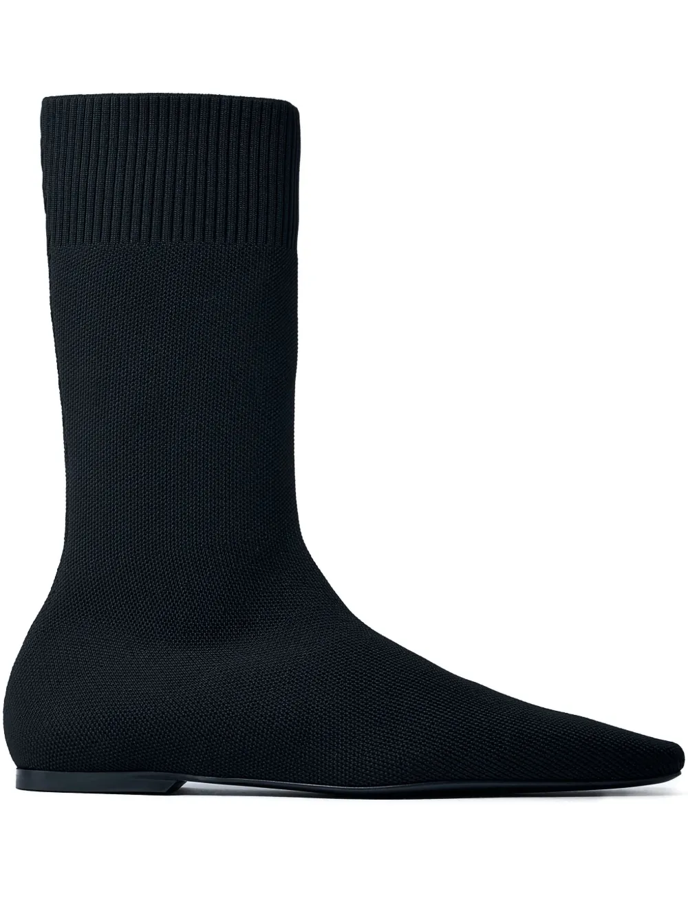 Totême Square-toe Ribbed-knit Boots In Black