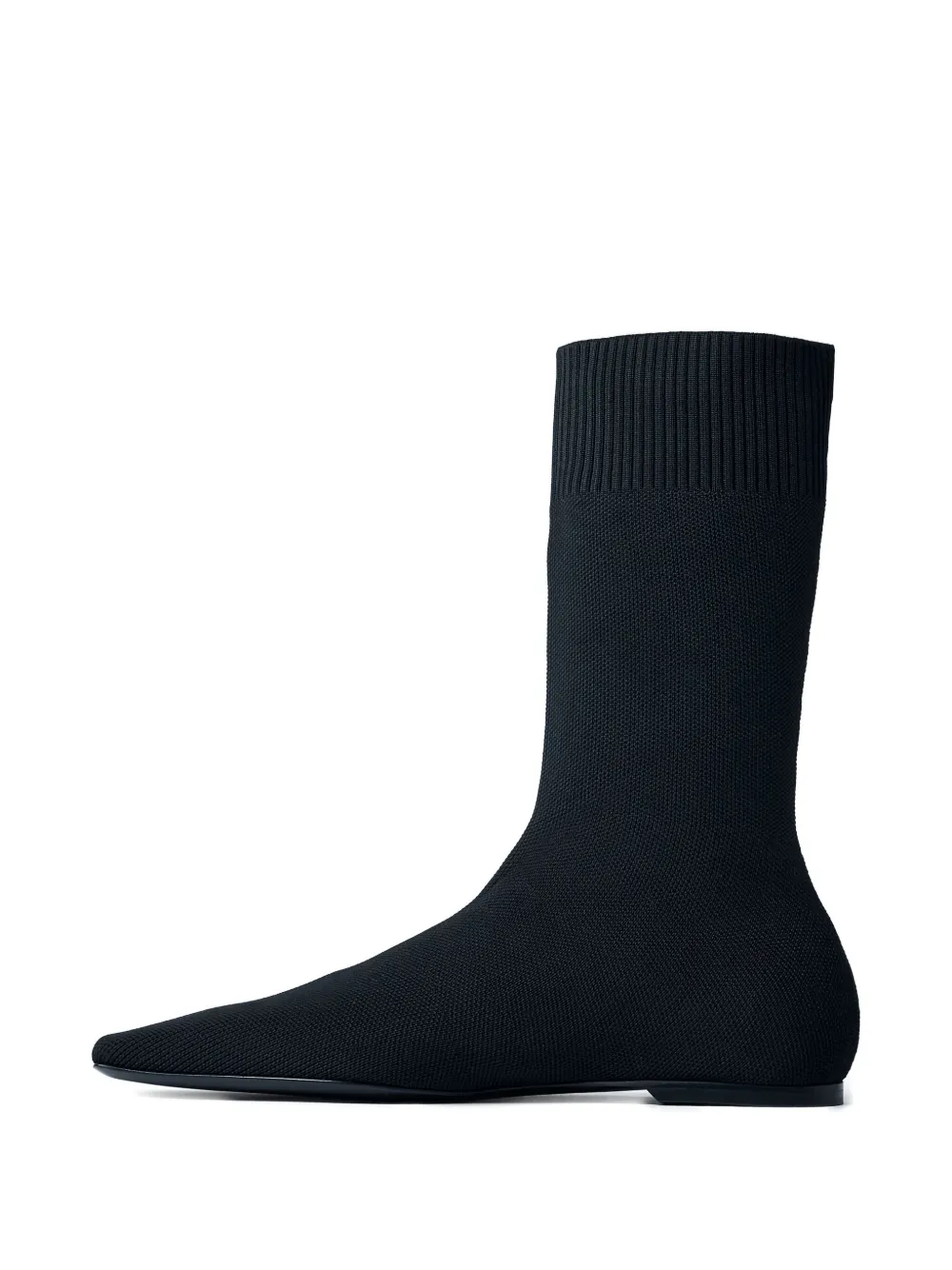 Totême Square-toe Ribbed-knit Boots In Black