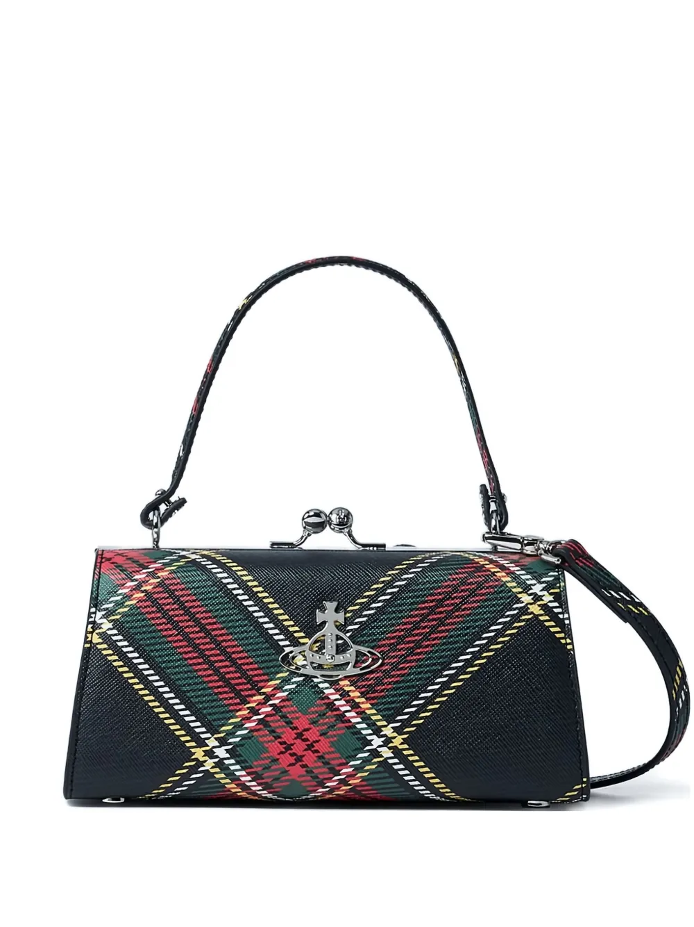 Vivienne Westwood Xl Doll Plaid Tote Bag In Black