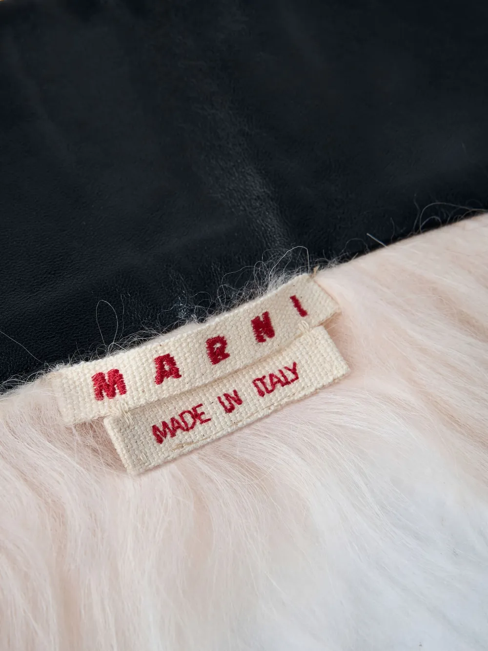 Marni Shearling Self-tie Scarf In Pink