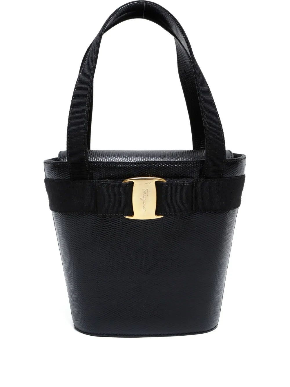 Pre-owned Ferragamo 1990-2000s Vara Bucket Bag In Black