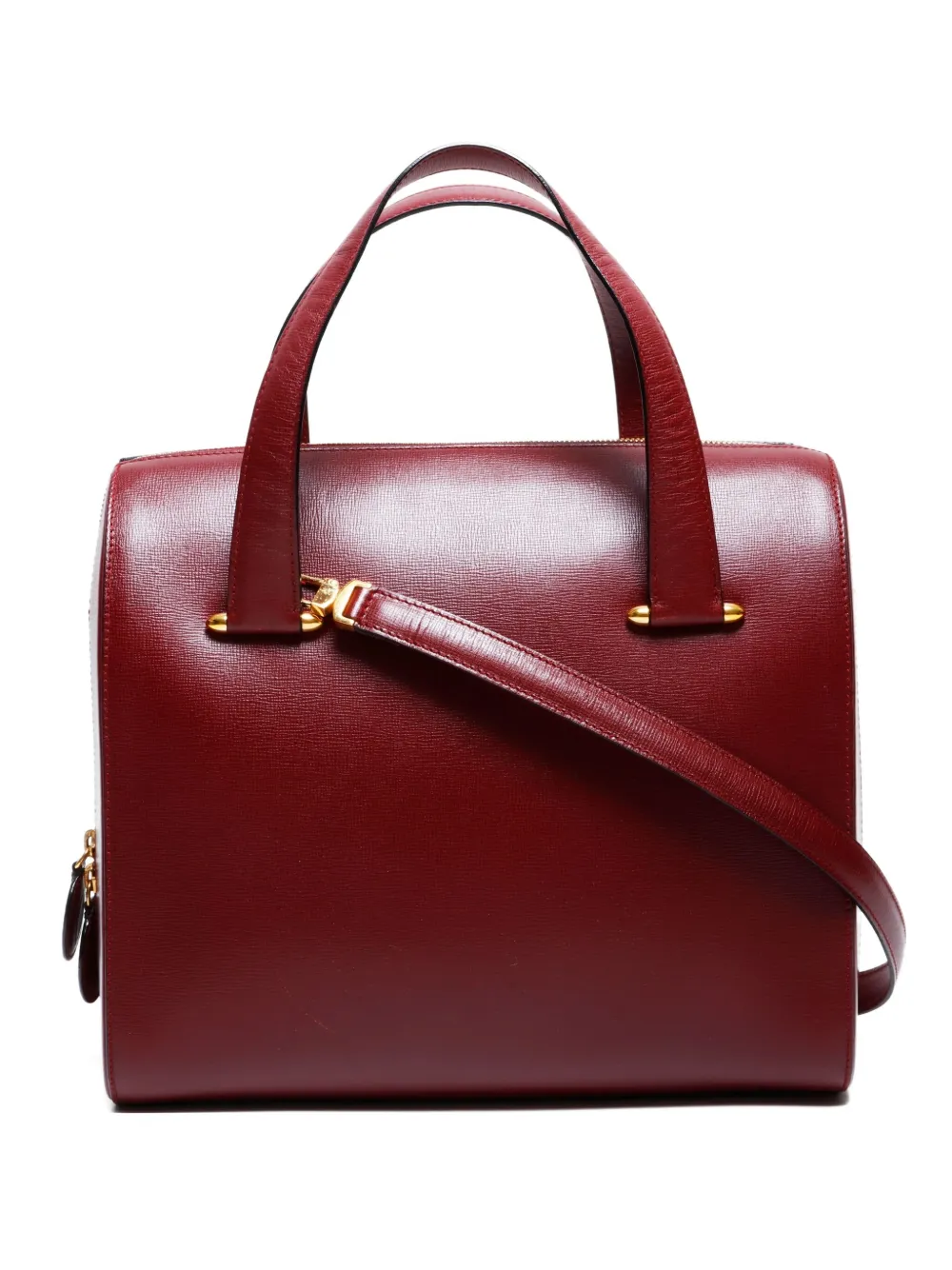 Pre-owned Cartier 1990-2000s Leather Two-way Handbag In Red