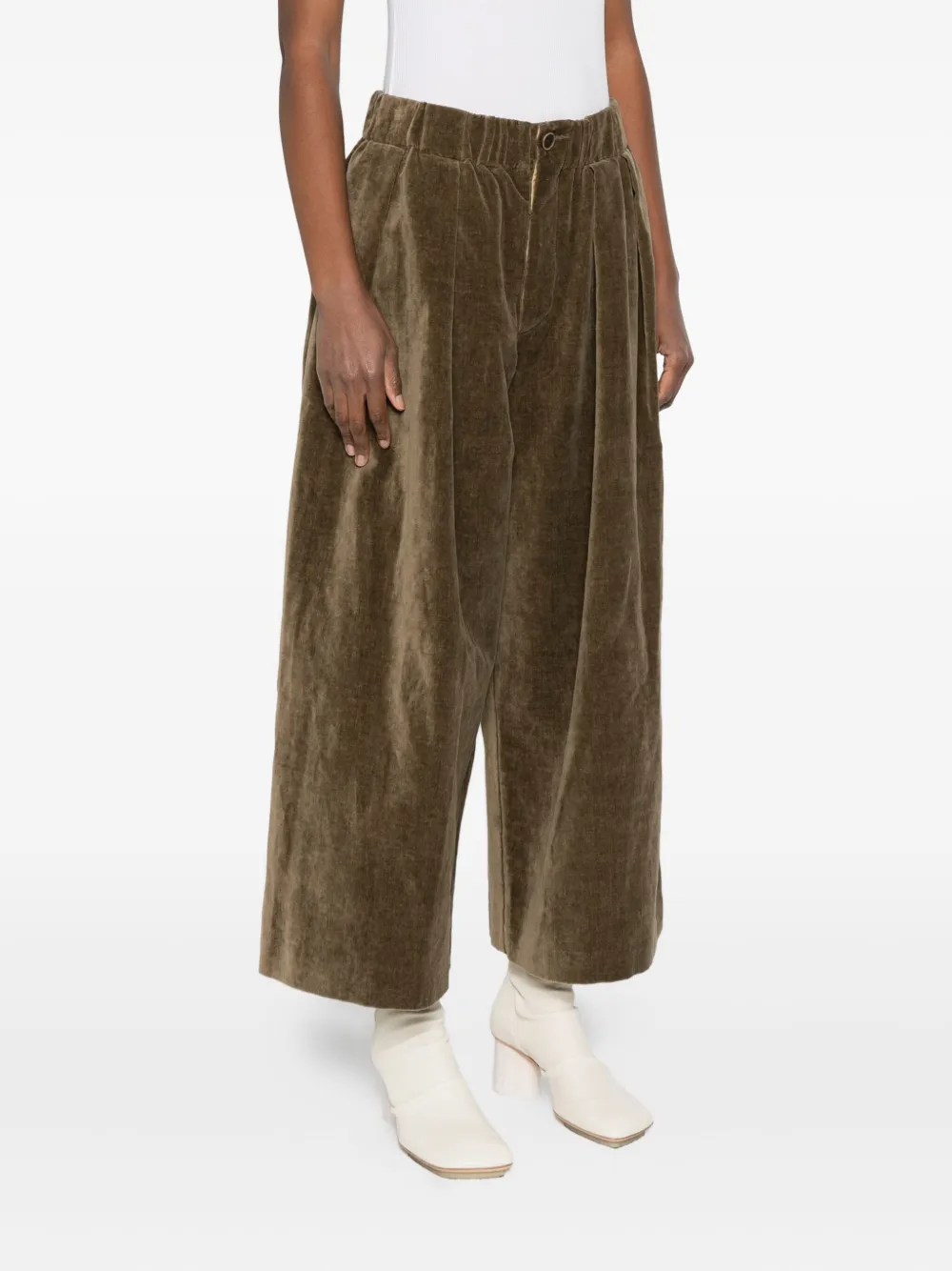 Uma Wang Wide-leg Cropped Trousers In Brown