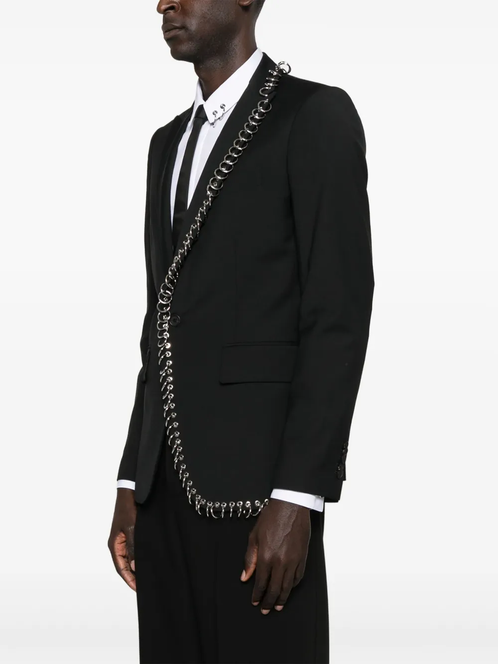 LES HOMMES Blazer verfraaid met ketting Zwart