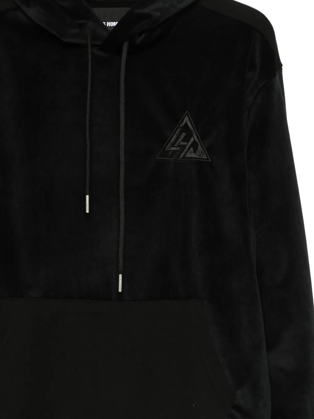 LES HOMMES Hoodie met geborduurd logo Zwart