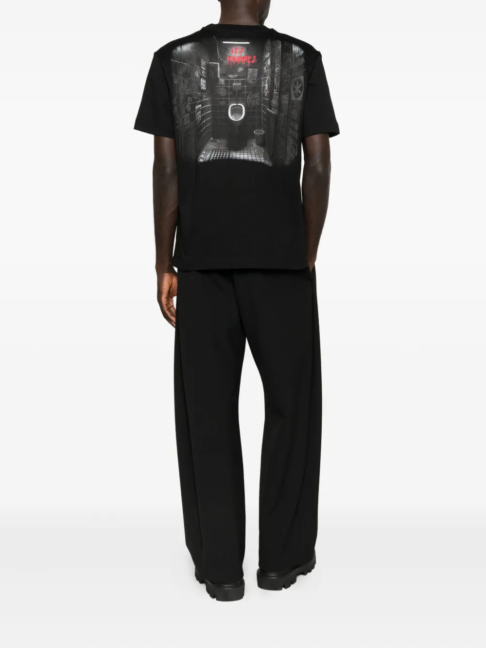 LES HOMMES T-shirt met logoprint - Zwart
