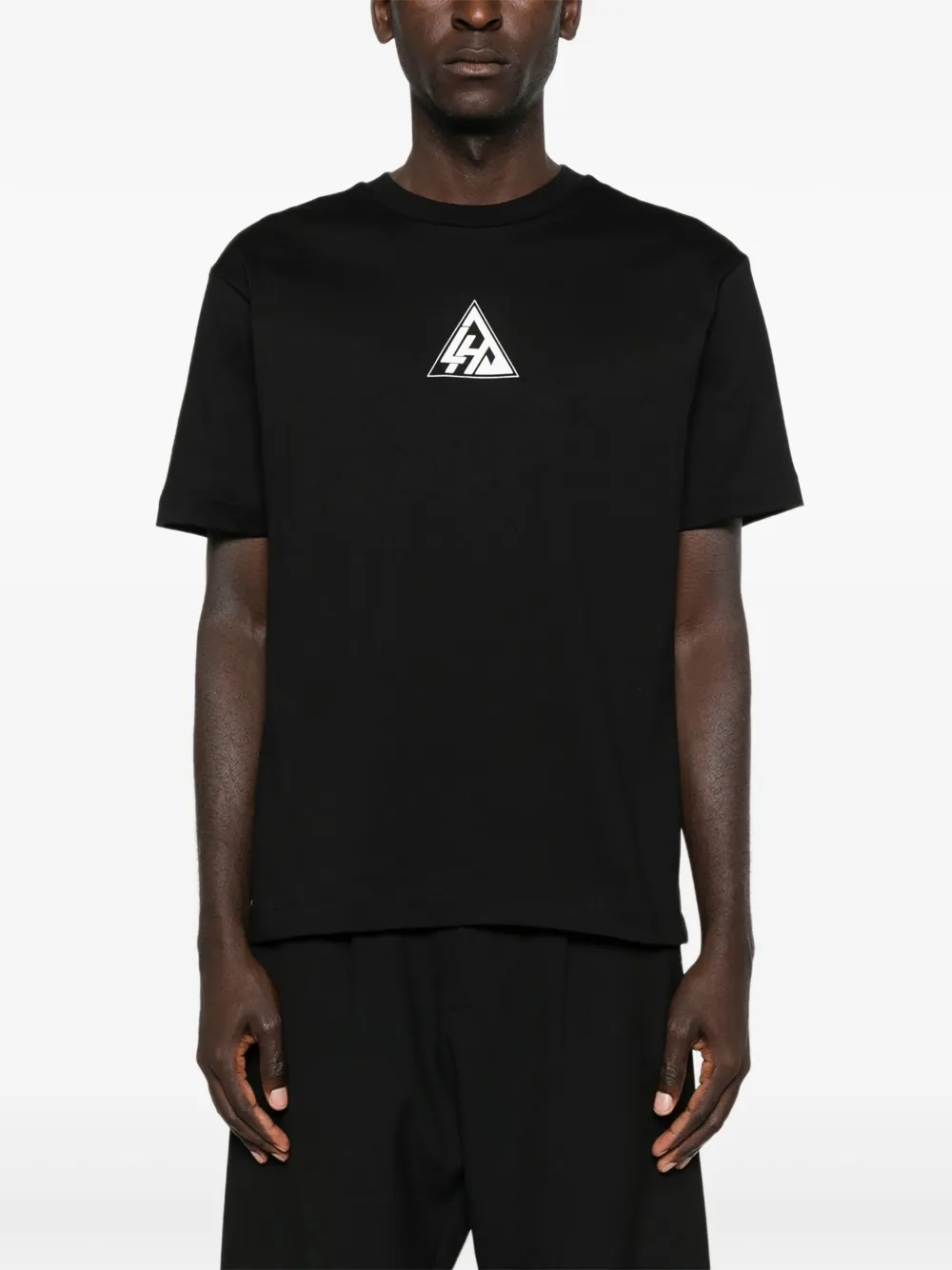 LES HOMMES T-shirt met logoprint Zwart