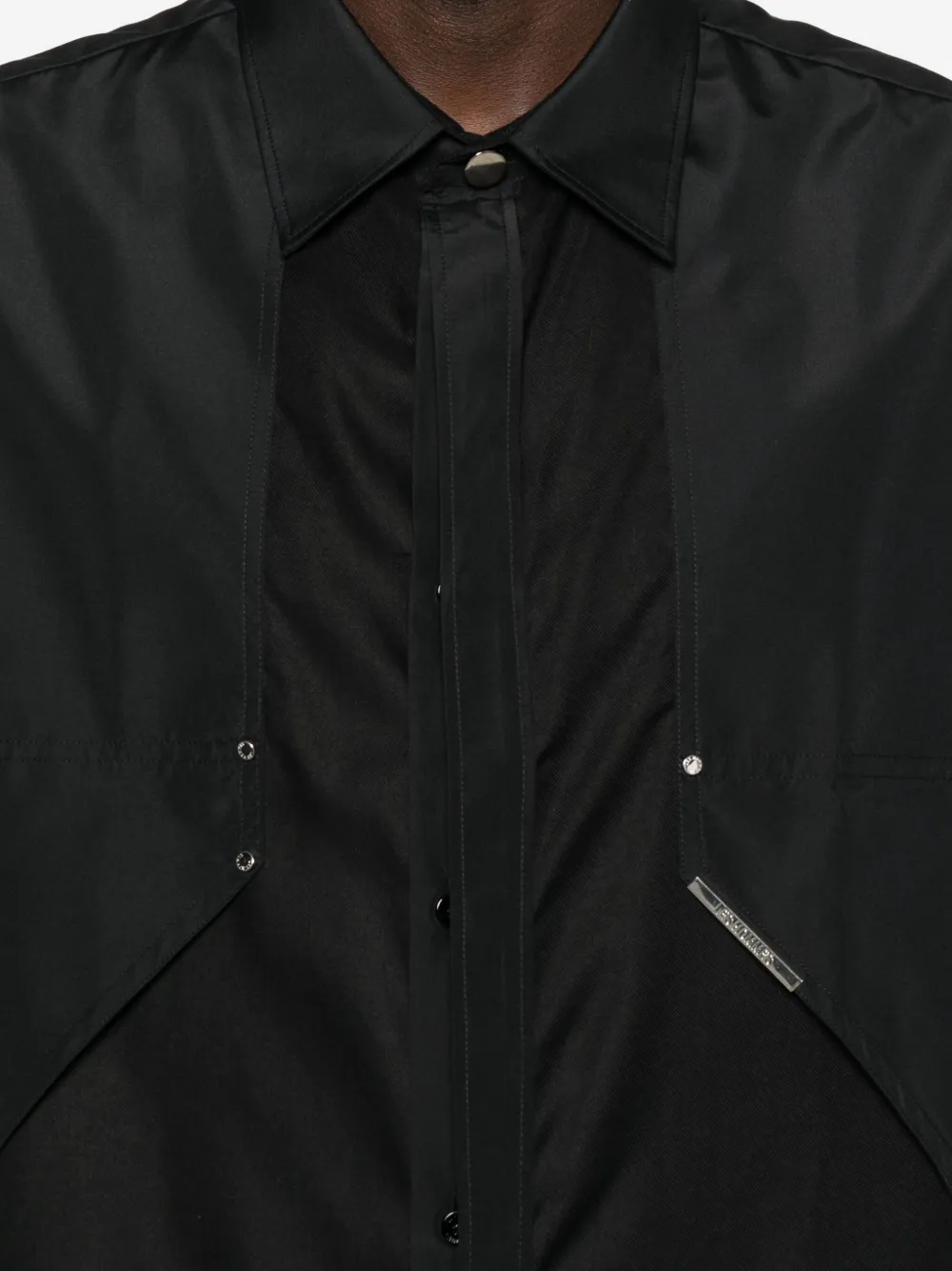 LES HOMMES Overhemd met vlakken Zwart