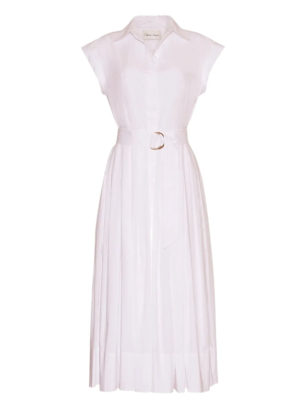 Cara Cara Octavia belted pleated dress - White